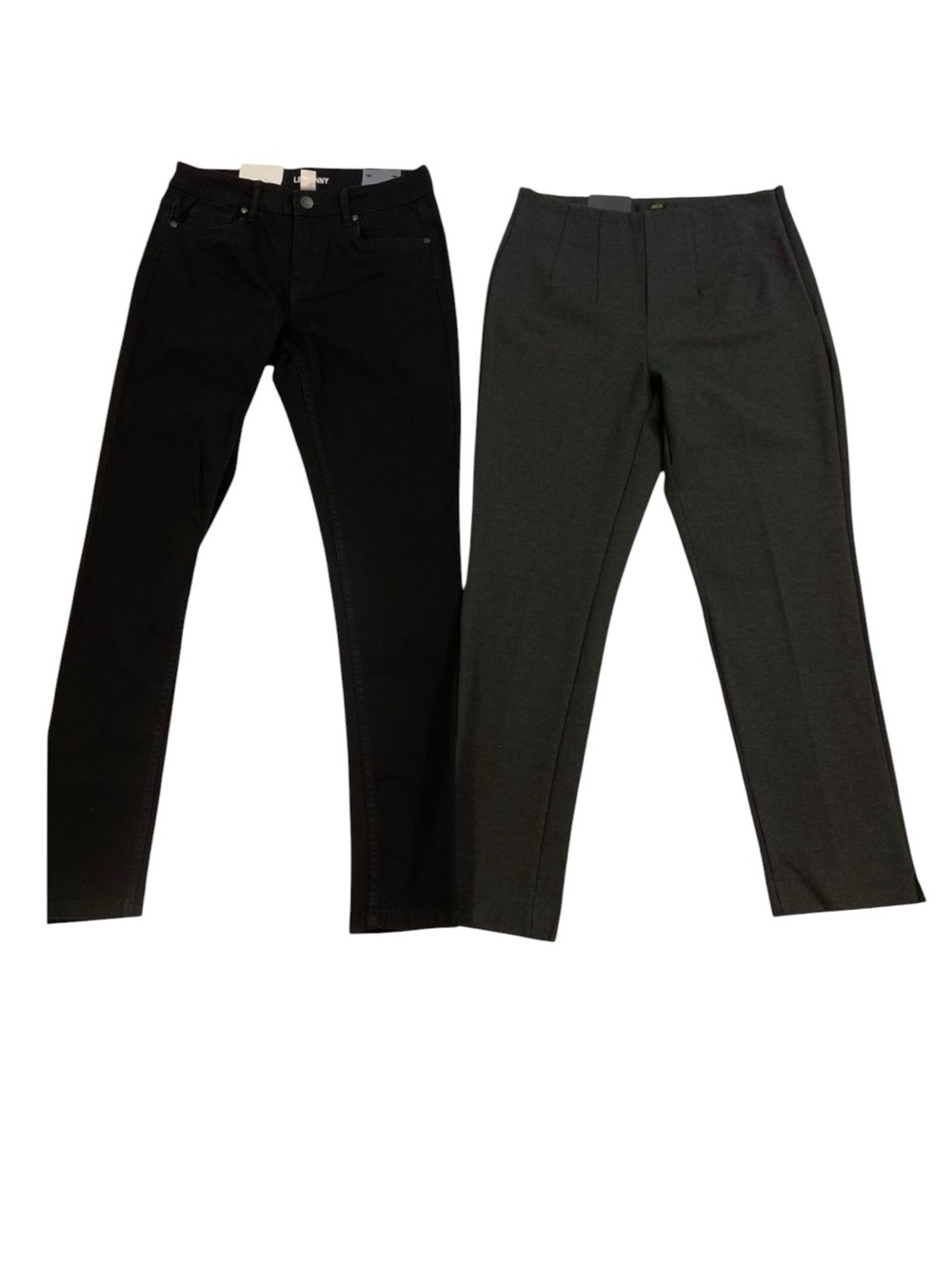 NWT 2 bundle Black skinny JEANS + Charcoal Grey jersey dress pants size 28/7